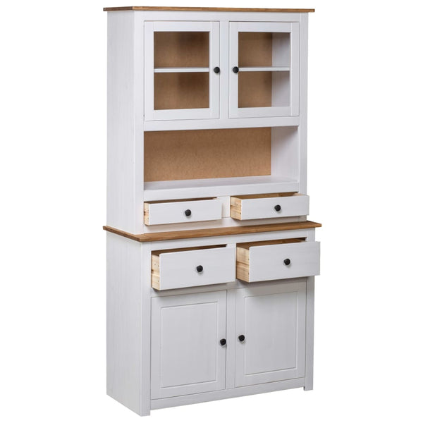 Highboard White 93X40.5X180 Cm Solid Pinewood Panama Range Cabinets & Cupboards