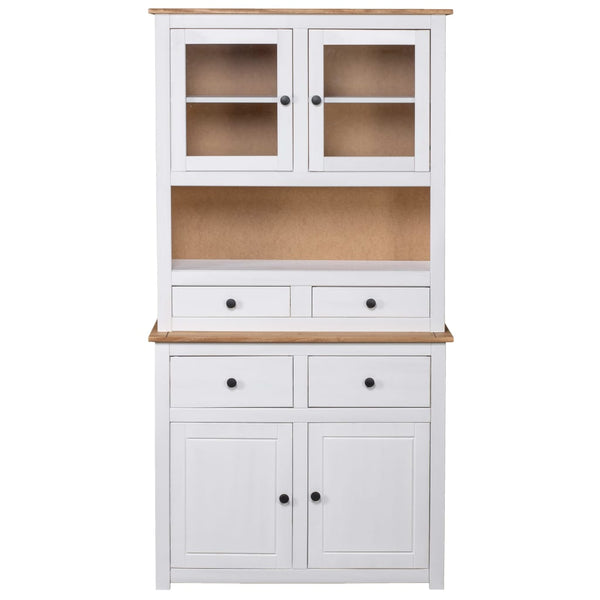 Highboard White 93X40.5X180 Cm Solid Pinewood Panama Range Cabinets & Cupboards