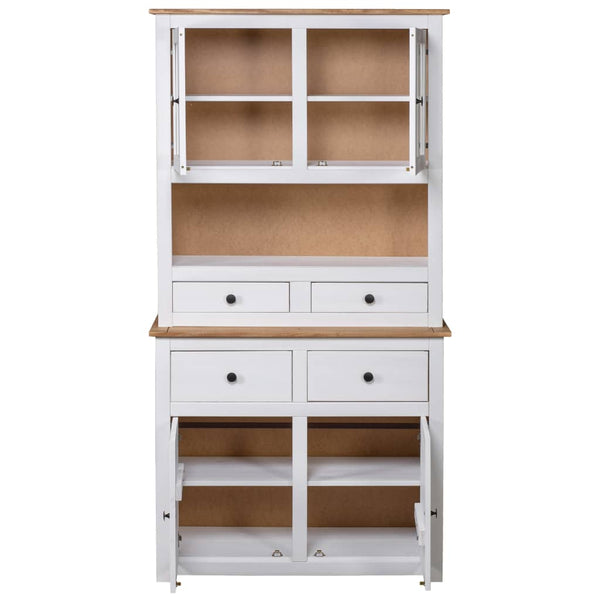 Highboard White 93X40.5X180 Cm Solid Pinewood Panama Range Cabinets & Cupboards