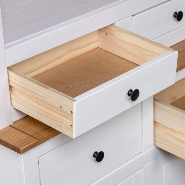 Highboard White 93X40.5X180 Cm Solid Pinewood Panama Range Cabinets & Cupboards