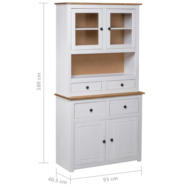 Highboard White 93X40.5X180 Cm Solid Pinewood Panama Range Cabinets & Cupboards