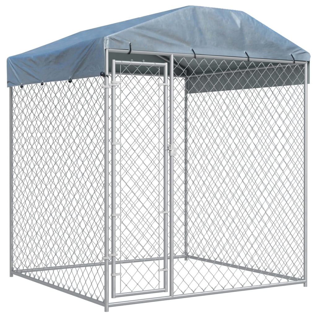 Outdoor Dog Kennel With Canopy Top 193X193x225 Cm