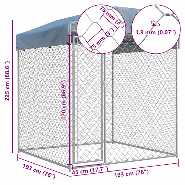 Vidaxl Outdoor Dog Kennel With Canopy Top 193X193x225 Cm Dog Kennels