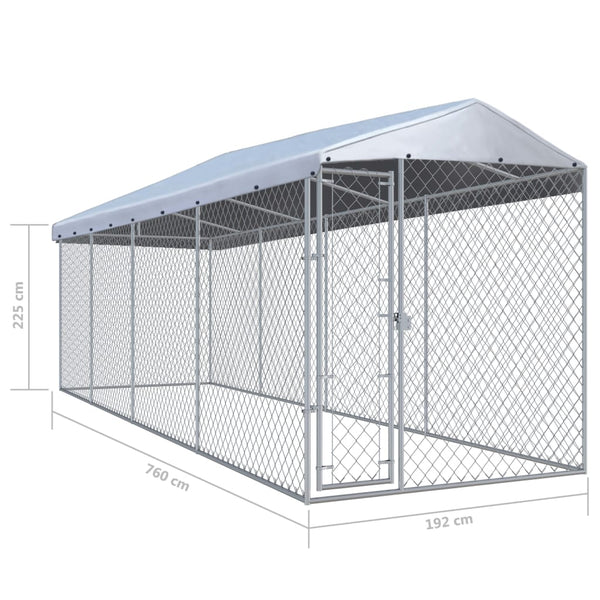 Outdoor Dog Kennel With Roof 760X190x225 Cm