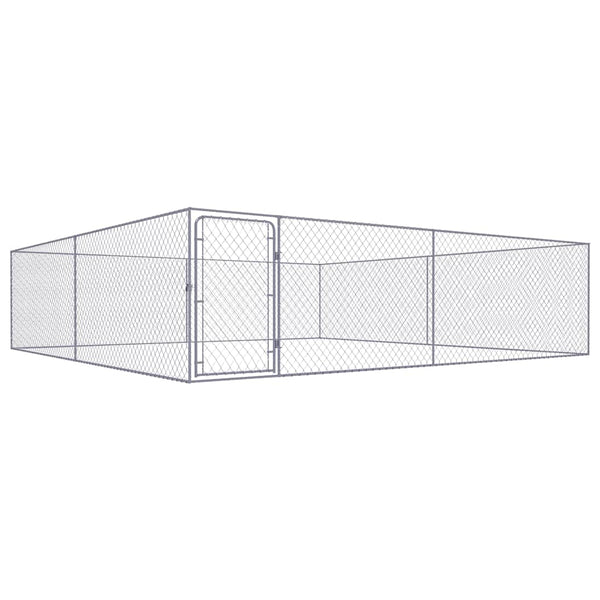 Galvanised Steel Outdoor Dog Kennel With Hinged Door And Chain Link Mesh Dog Kennels