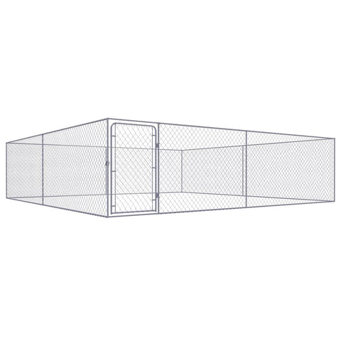 Galvanised Steel Outdoor Dog Kennel With Hinged Door And Chain Link Mesh Dog Kennels
