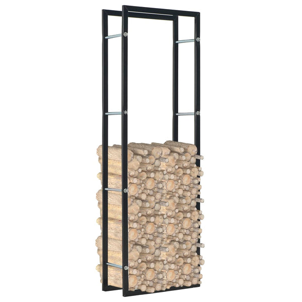 Firewood Rack Black 50X20x150 Cm Steel Fireplace & Stove Accessories