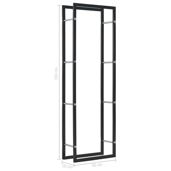 Firewood Rack Black 50X20x150 Cm Steel Fireplace & Stove Accessories