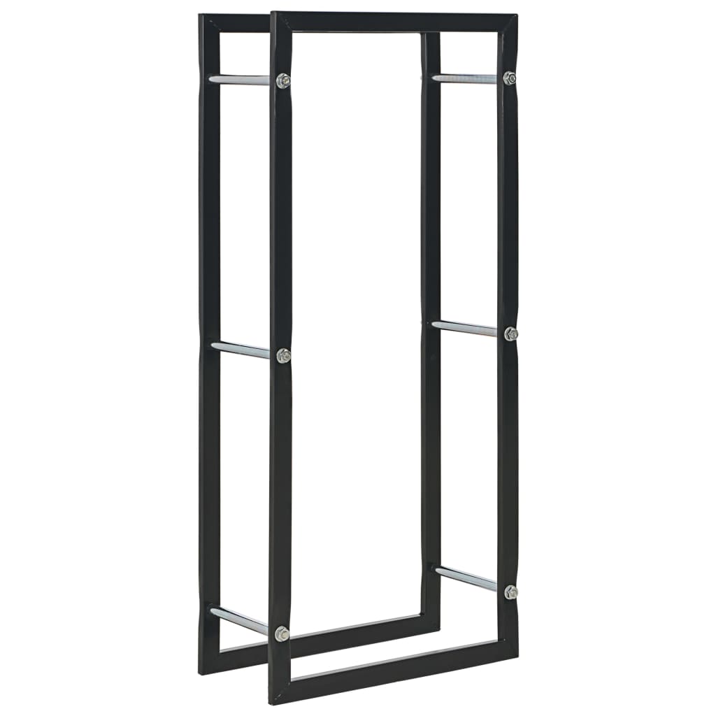 Steel Firewood Rack Black Rectangular Log Holder For Home And Garden Firewood Racks