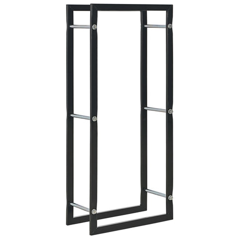 Steel Firewood Rack Black Rectangular Log Holder For Home And Garden Firewood Racks
