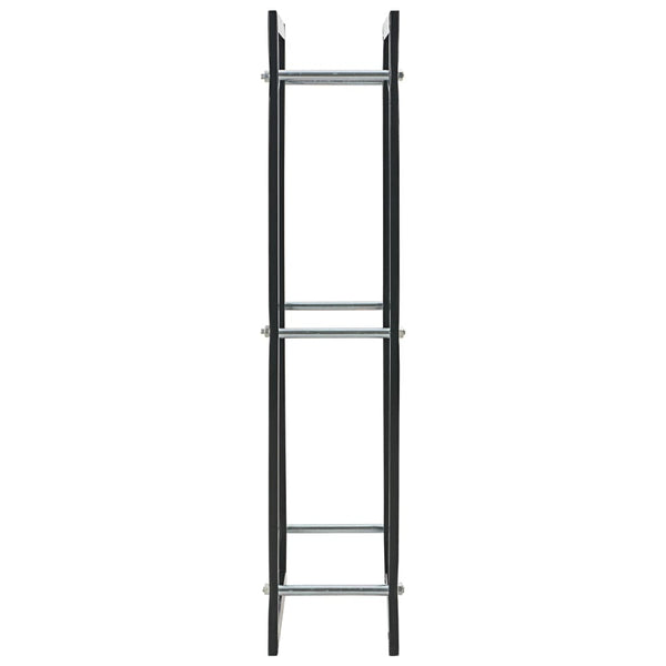 Steel Firewood Rack Black Rectangular Log Holder For Home And Garden Firewood Racks