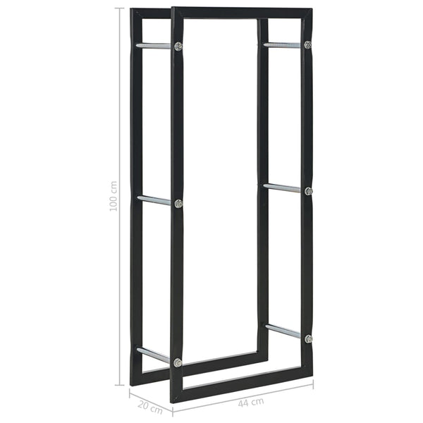 Steel Firewood Rack Black Rectangular Log Holder For Home And Garden Firewood Racks