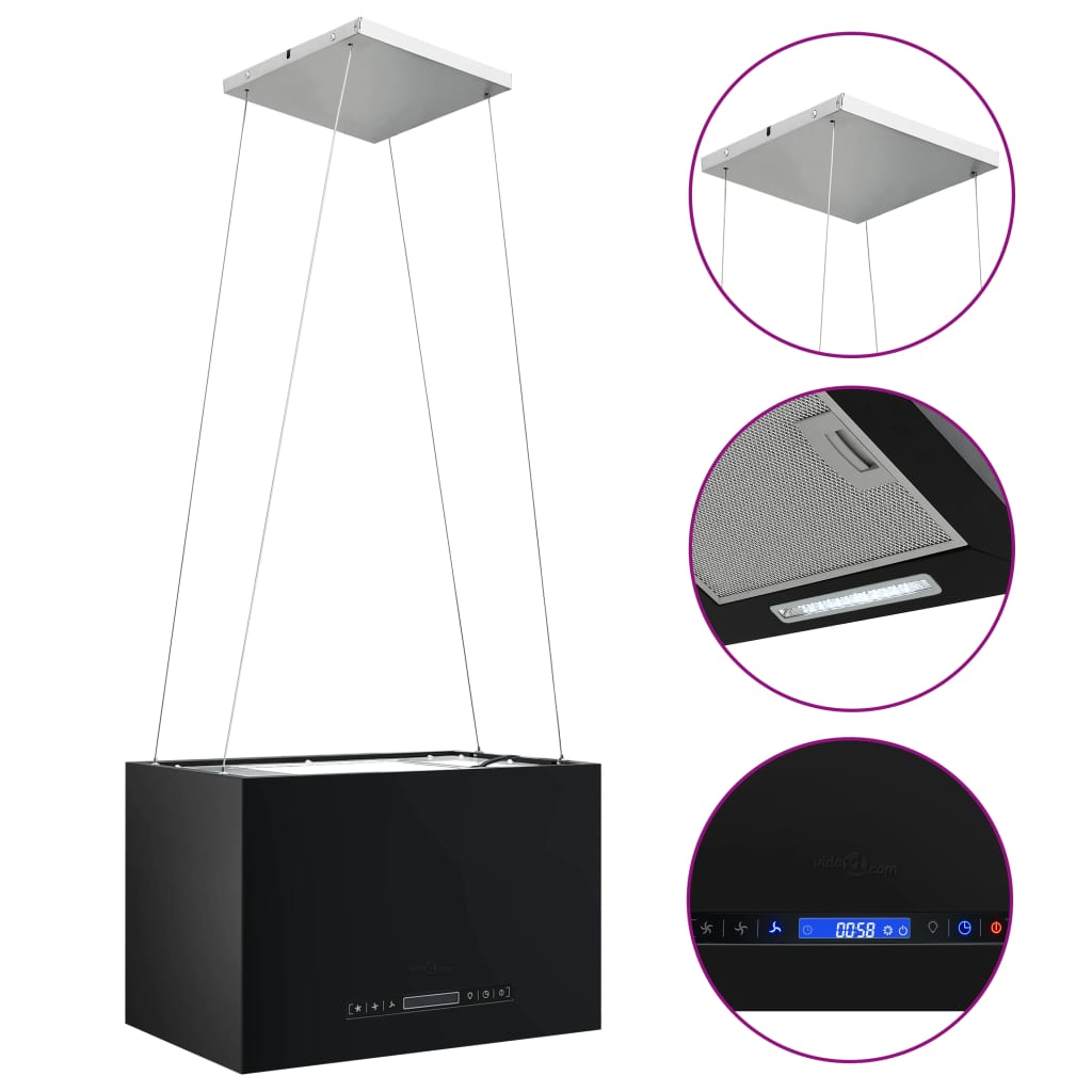 Rangehoods Hanging Island Range Hood Touch Sensor Lcd 55 Cm Powder Coated Steel