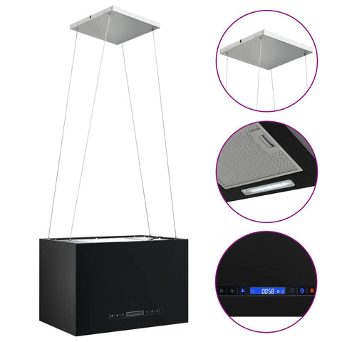 Hanging Island Range Hood Touch Sensor Lcd 55 Cm Powder Coated Steel Rangehoods