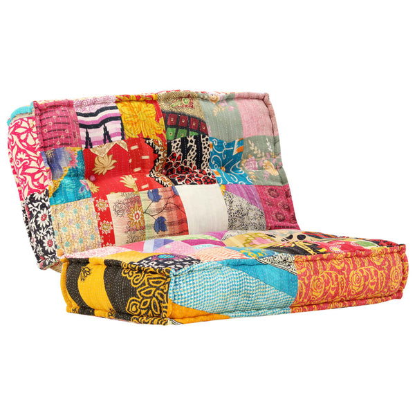 Pouffe 100X100x20 Cm Patchwork Fabric Ottomans Footstools & Poufs