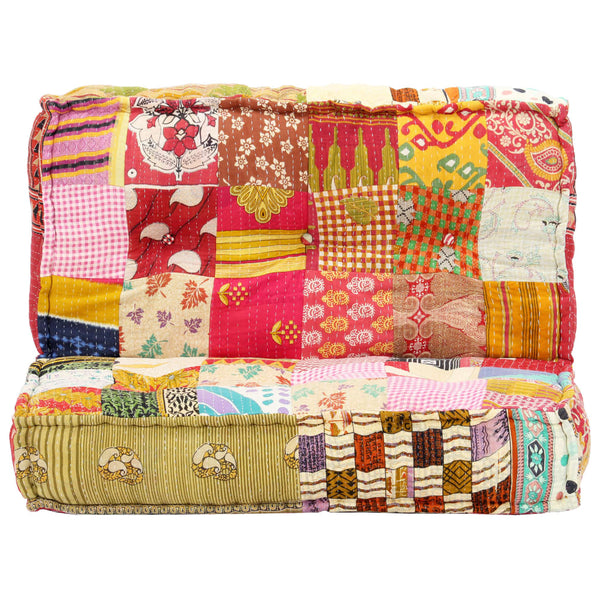 Pouffe 100X100x20 Cm Patchwork Fabric Ottomans Footstools & Poufs