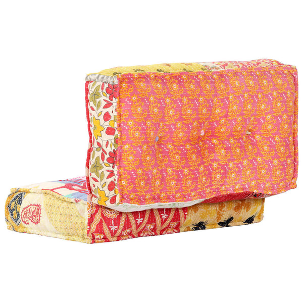 Pouffe 100X100x20 Cm Patchwork Fabric Ottomans Footstools & Poufs