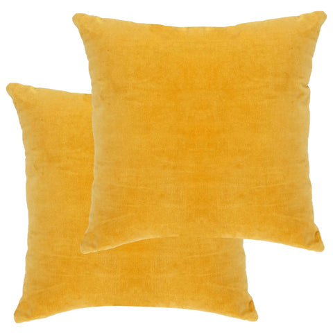 Cushions Cotton Velvet 2 Pcs 45X45 Cm Yellow Cushions & Decorative Pillows