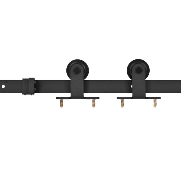 Vidaxl Sliding Door Skien Hardware Kit 200 Cm Steel Black Sliding Door Hardware
