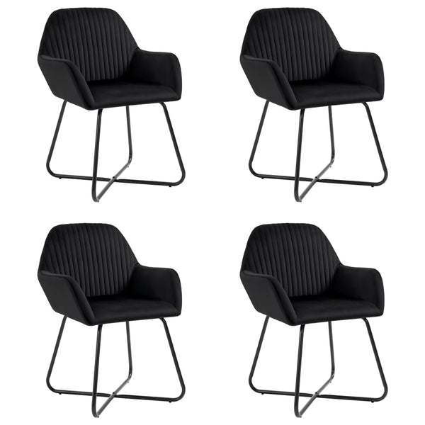 4 Pcs Black Velvet Dining Chairs