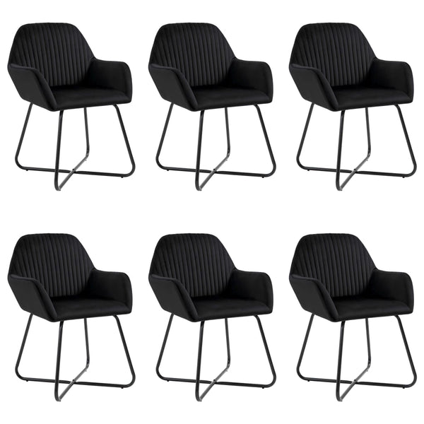 6 Pcs Black Velvet Dining Chairs