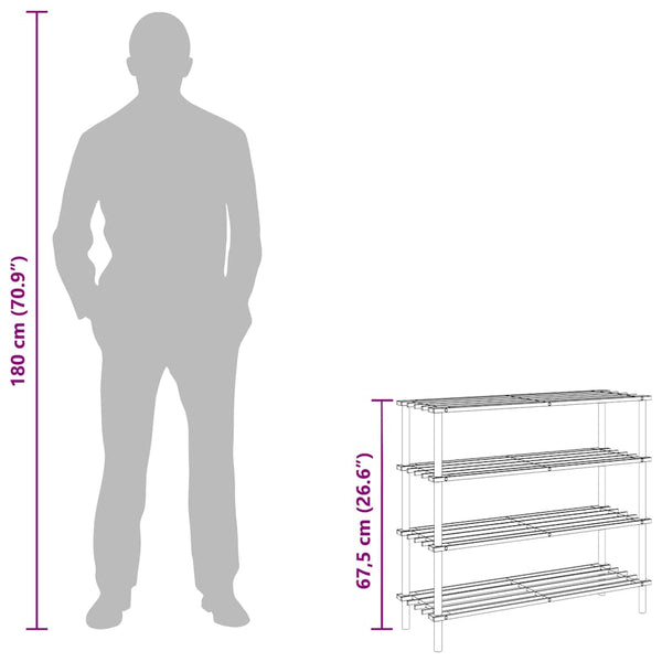 Vidaxl 4 Tier Solid Fir Wood Shoe Rack 74X26x67.5Cm Shoe Racks