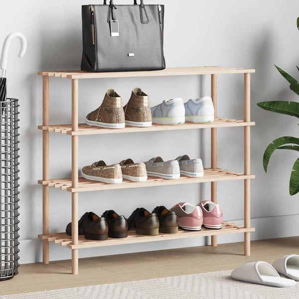 Vidaxl 4 Tier Solid Fir Wood Shoe Rack 74X26x67.5Cm Shoe Racks