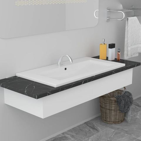 Built In Basin 81X39.5X18.5 Cm Ceramic White Bathroom Sinks