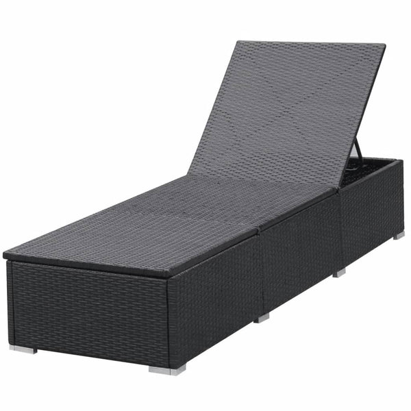 Sun With Cushions 2 Pcs Poly Rattan Black Loungers