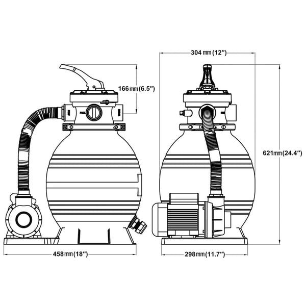 Vidaxl Sand Filter Pumps 2Pcs 400 W 11000 L/H Pool Filters