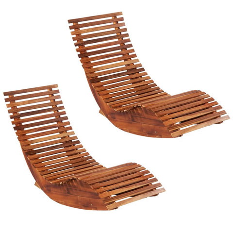 Rocking Sun 2 Pcs Solid Wood Acacia Loungers
