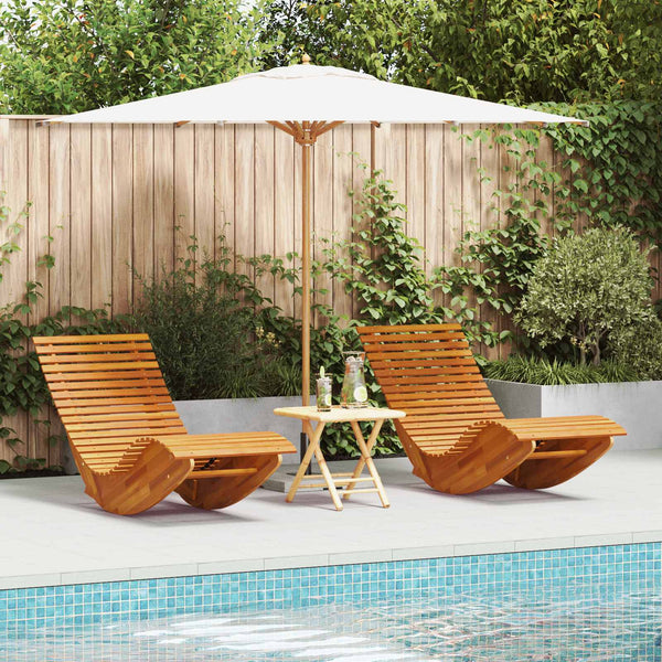 Vidaxl Acacia Wood Rocking Sun Set Of 2 Loungers