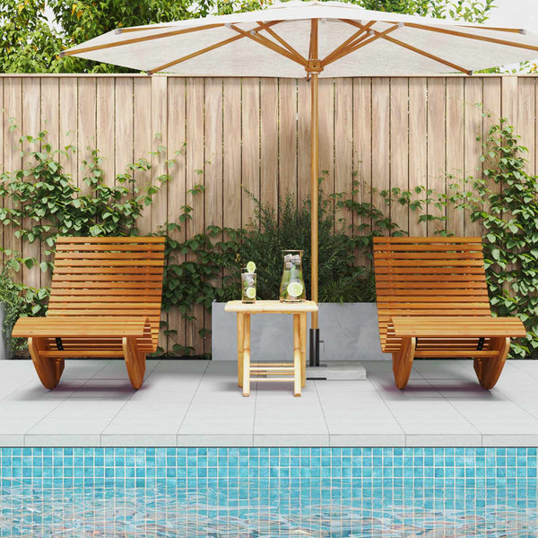 Vidaxl Acacia Wood Rocking Sun Set Of 2 Loungers
