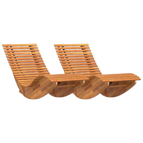 Vidaxl Acacia Wood Rocking Sun Set Of 2 Loungers