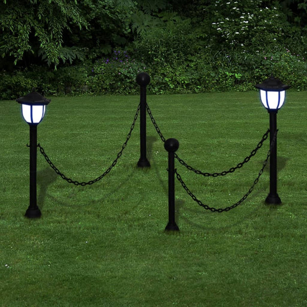 Solar Lights 4 Pcs With Chain Fence And Poles Outdoor Lighting Accessories