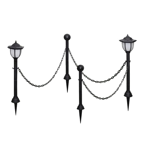 Solar Lights 4 Pcs With Chain Fence And Poles Outdoor Lighting Accessories