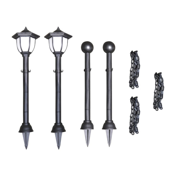 Solar Lights 4 Pcs With Chain Fence And Poles Outdoor Lighting Accessories