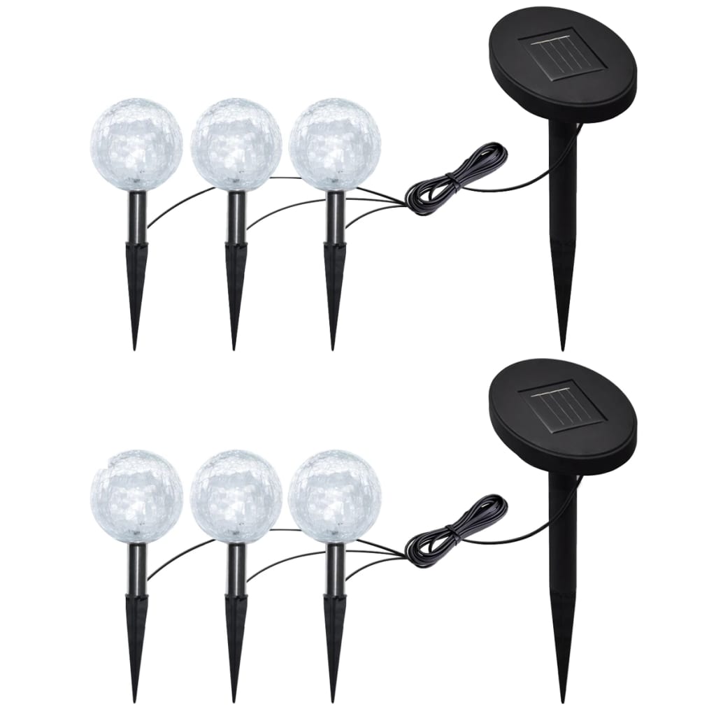 Garden Lights 6 Pcs Led With Spike Anchors & Solar Panels Landscape & Walkway Lights