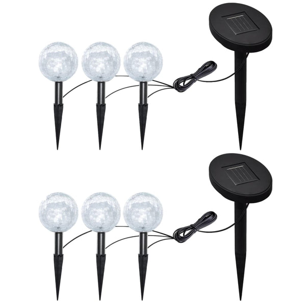 Garden Lights 6 Pcs Led With Spike Anchors & Solar Panels Landscape & Walkway Lights