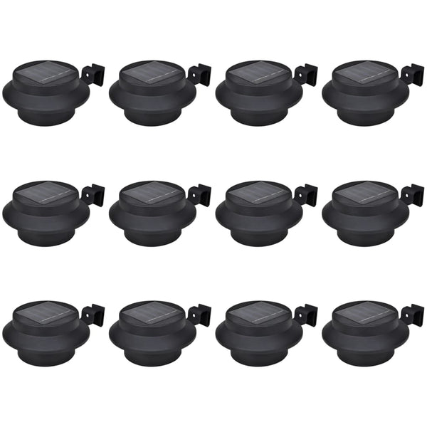 Vidaxl Outdoor Solar Fence Lamps 12 Pcs Led Black Landscape & Walkway Lights