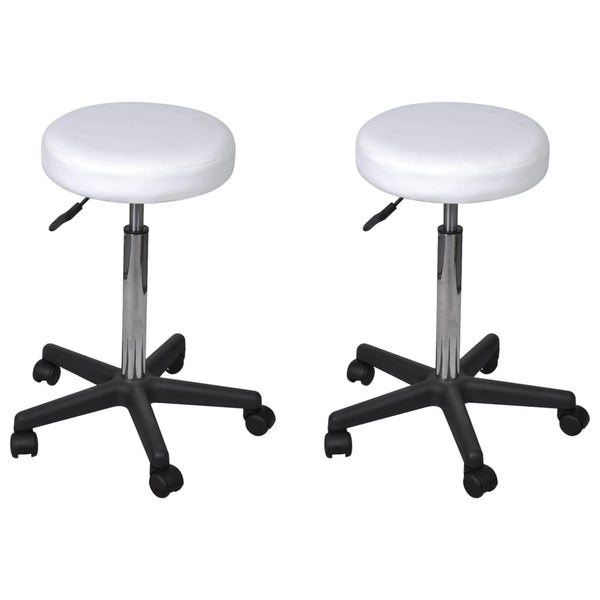 Office Stools 2 Pcs White 35.5X84 Cm Faux Leather Office Chairs