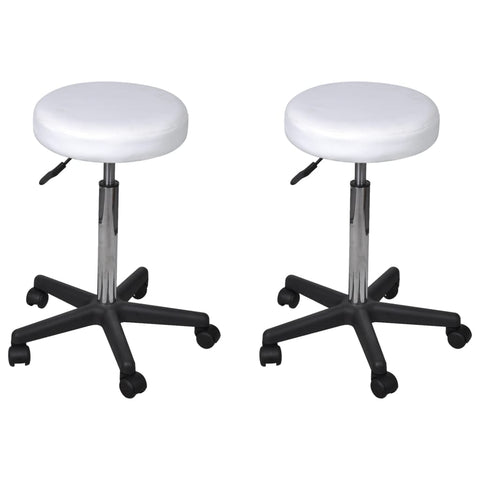 Office Stools 2 Pcs White 35.5X84 Cm Faux Leather Office Chairs