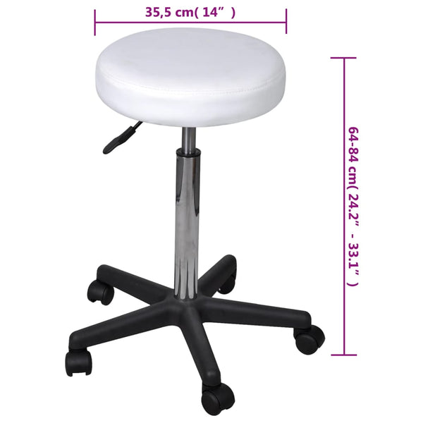 Office Stools 2 Pcs White 35.5X84 Cm Faux Leather Office Chairs