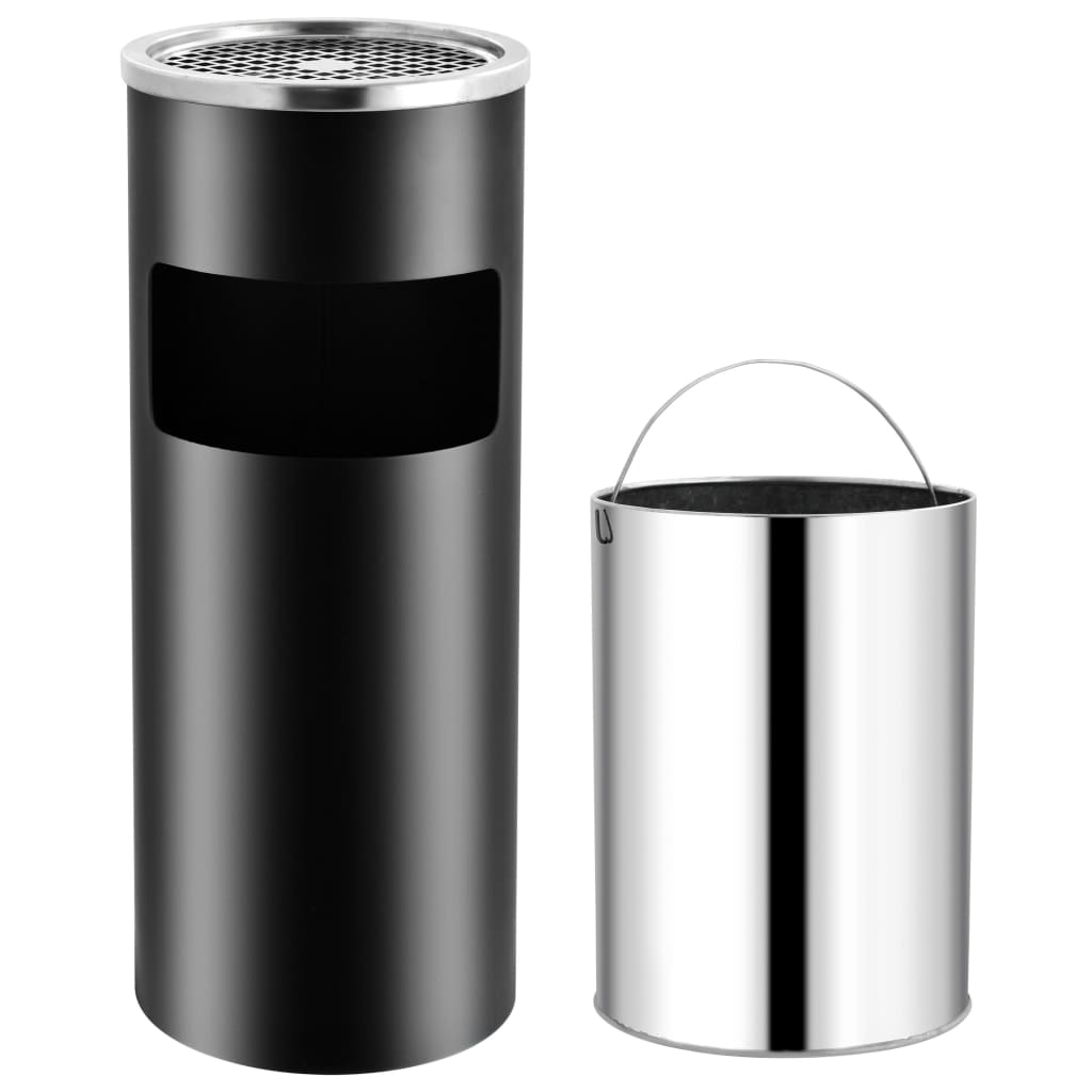Vidaxl Ashtray Dustbin Hotel 30 L Steel Black Ashtrays