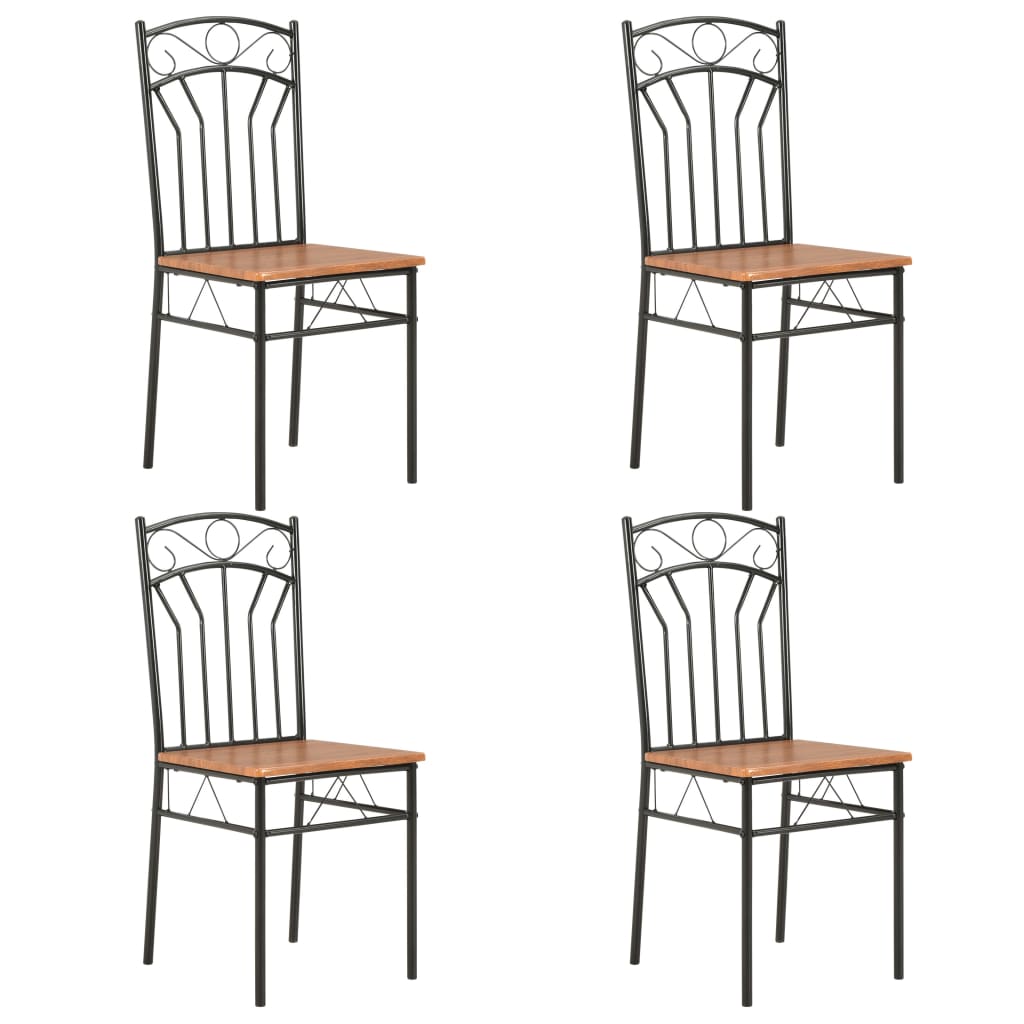 4 Pcs Brown Mdf Dining Chairs