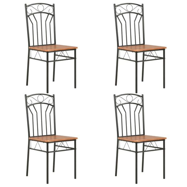 4 Pcs Brown Mdf Dining Chairs