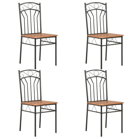 4 Pcs Brown Mdf Dining Chairs