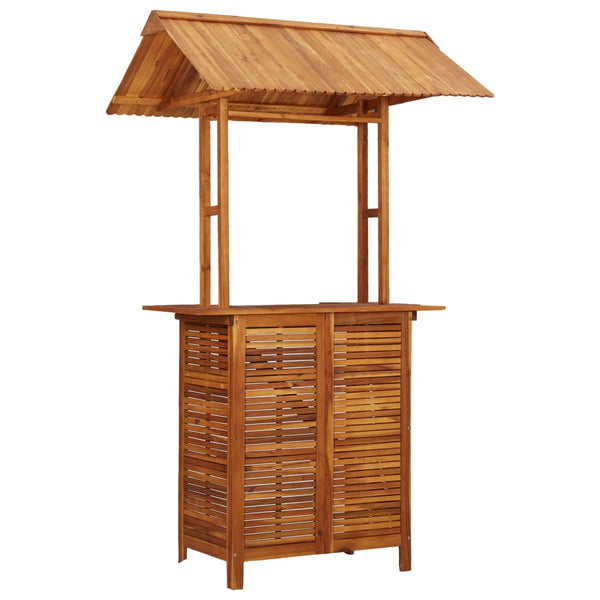 Outdoor Bar Table With Rooftop 113X106x217 Cm Solid Acacia Wood