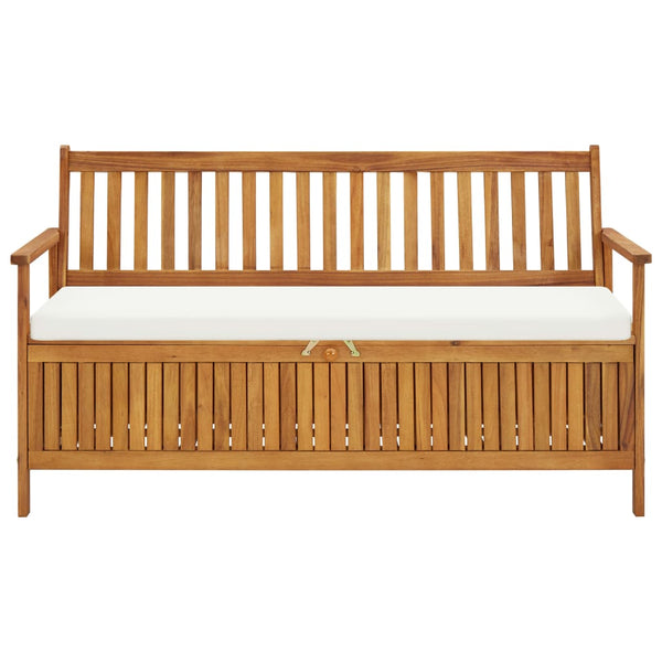 Storage Deck Boxes Storage Bench With Cushion 148 Cm Solid Acacia Wood