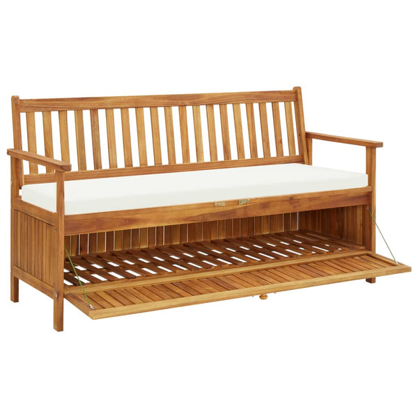 Storage Deck Boxes Storage Bench With Cushion 148 Cm Solid Acacia Wood